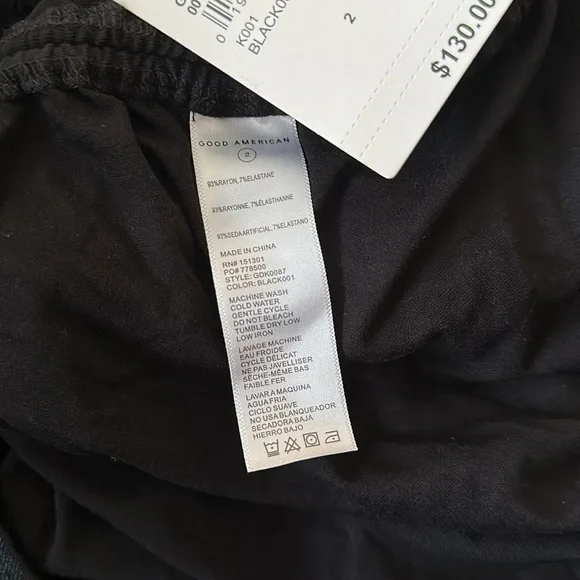 GOOD American Good Touch Ruched One Shoulder Mini Dress Black Size Medium - Picture 6 of 12